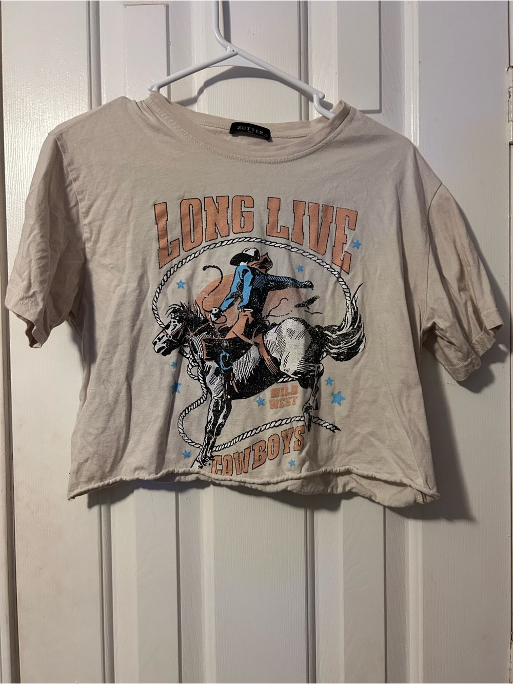 Long Live Cowboys Crop Tee - Cream - Cutter